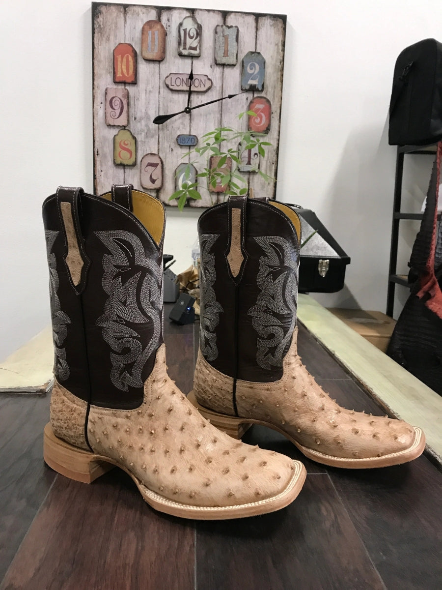 Ostrich Print Cowboy Boots In Color "Tan"