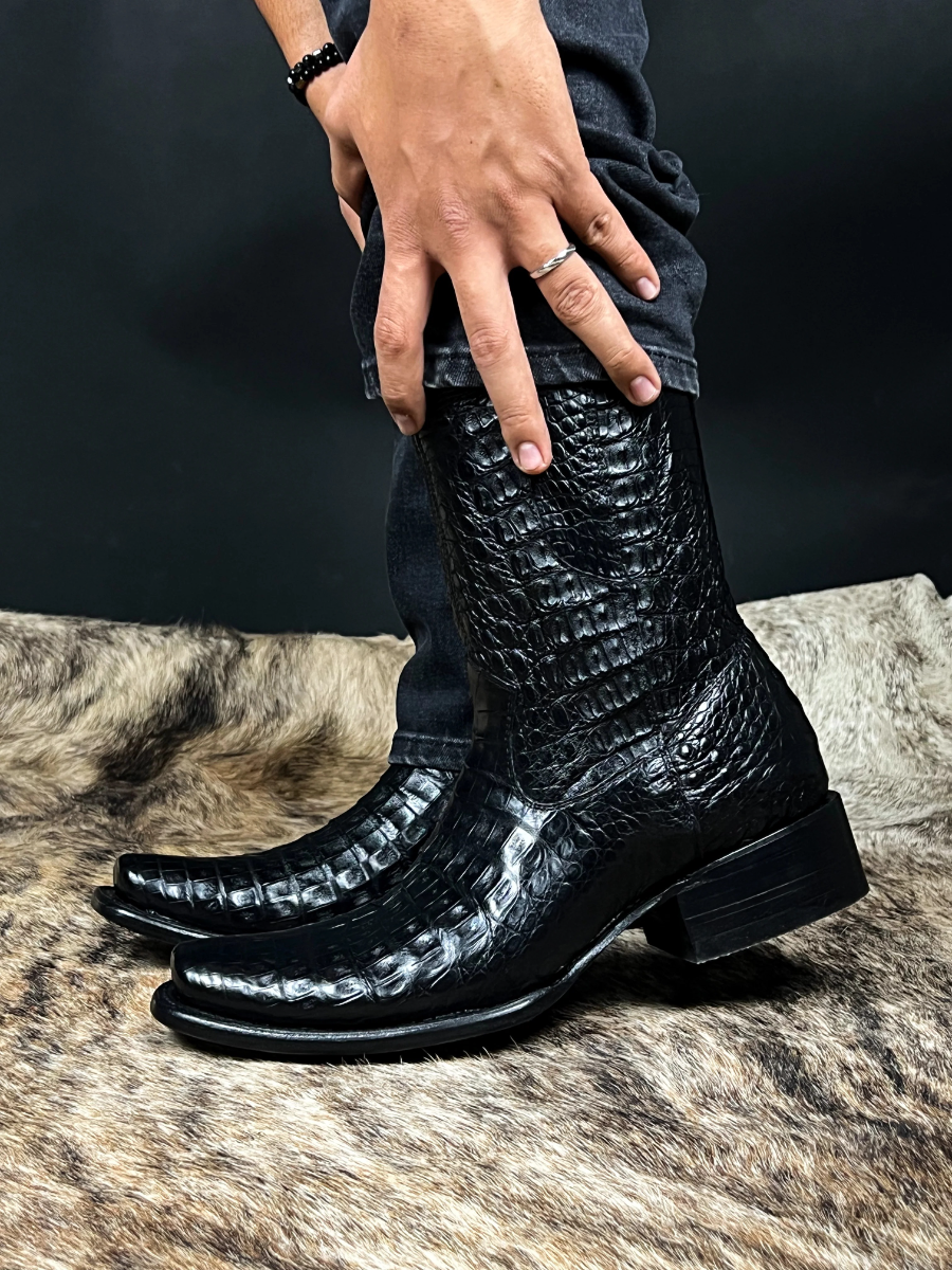 Christina Black Full Crocodile Boots Dubai