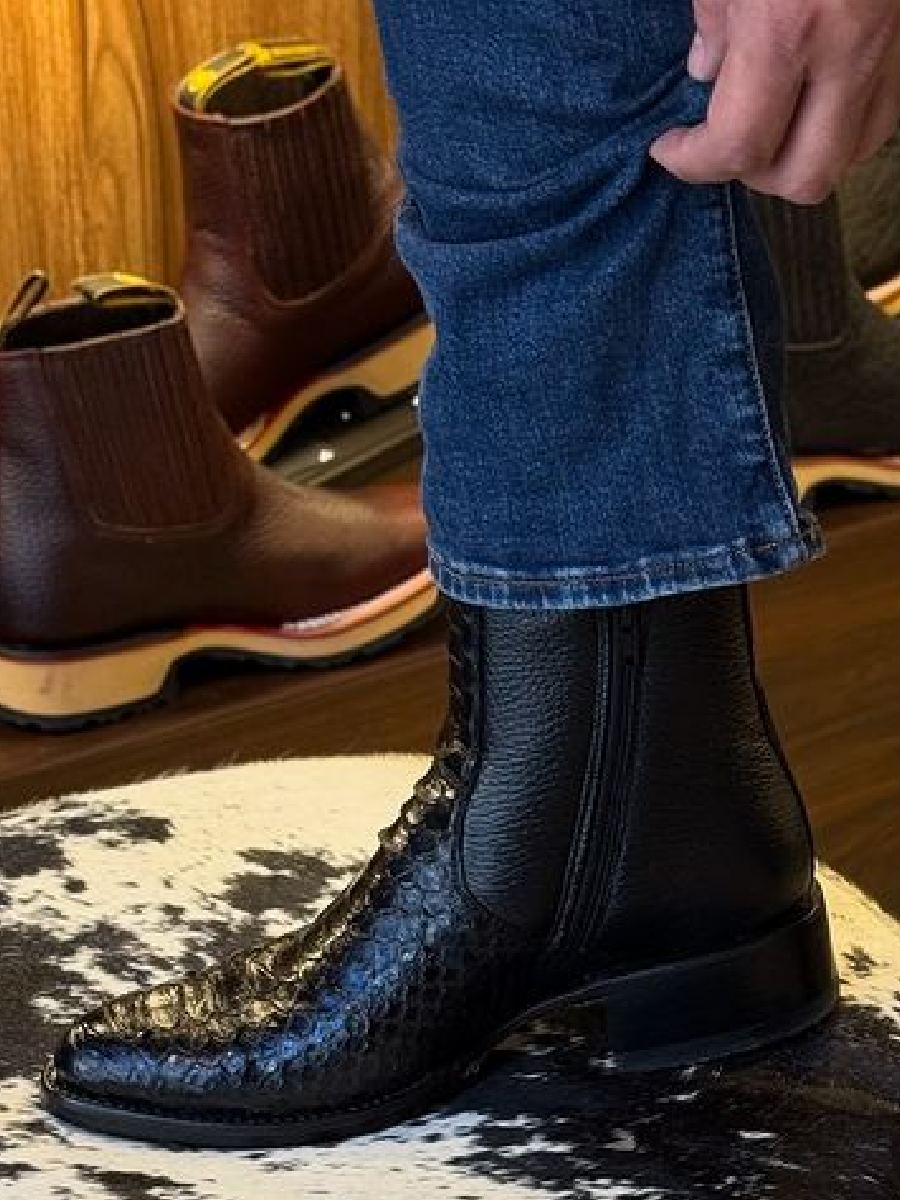 Black Python Chelsea Boots