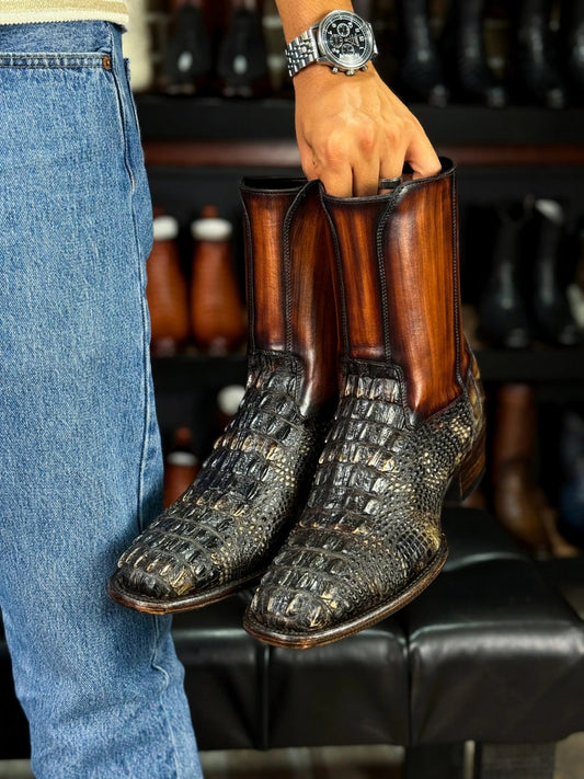 Arthur Natural French Alligator Crocodile Loin Boots