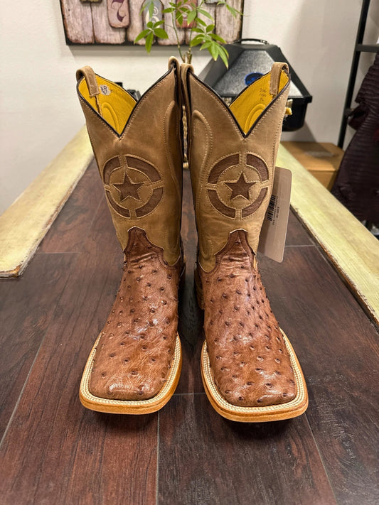 Tobacco Ostrich Leather Western Boots