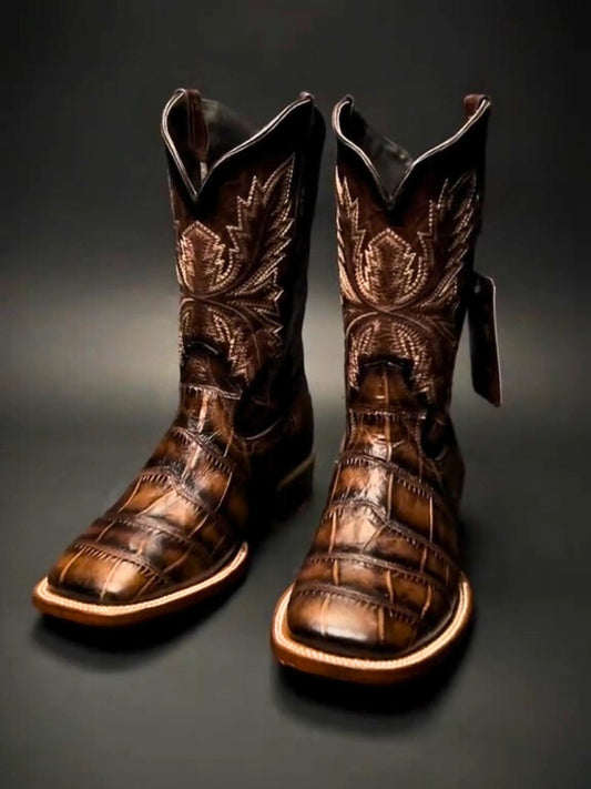 Men's Alligator Leather Square Toe Cowboy Boots
