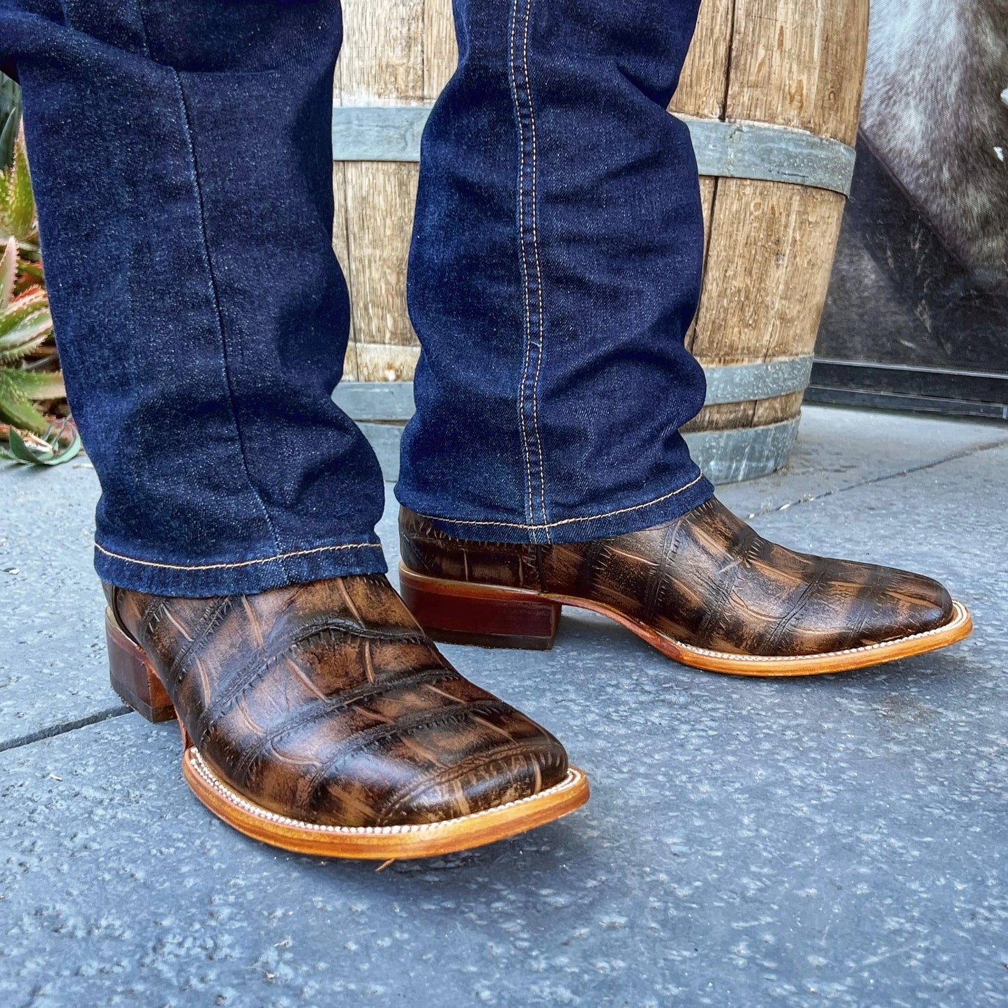 Men's Alligator Leather Square Toe Cowboy Boots