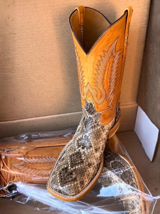 Men's Exotic Diamondback Snake Western Boot Broad Square Toe