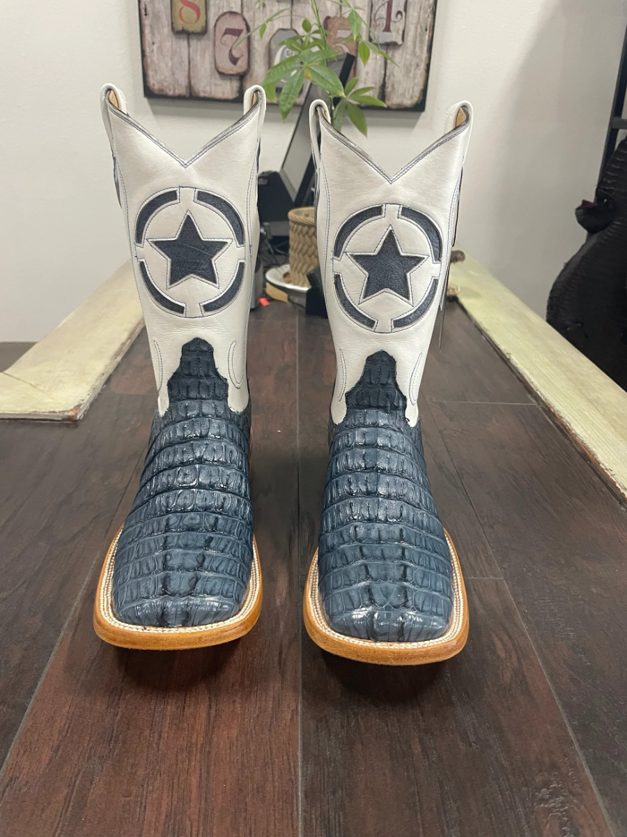 Denim Blue Caiman Tail Cowboy Boots