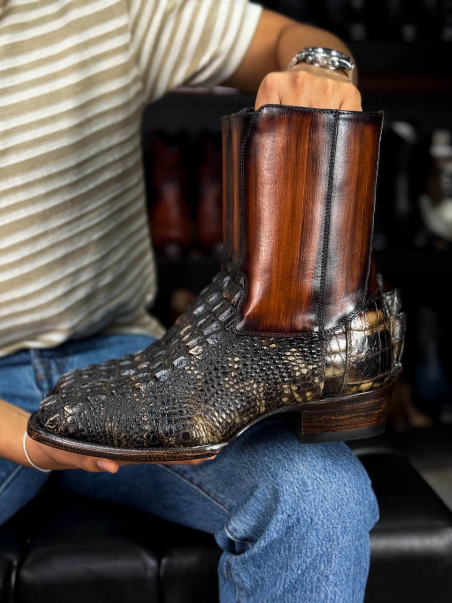 Arthur Natural French Alligator Crocodile Loin Boots