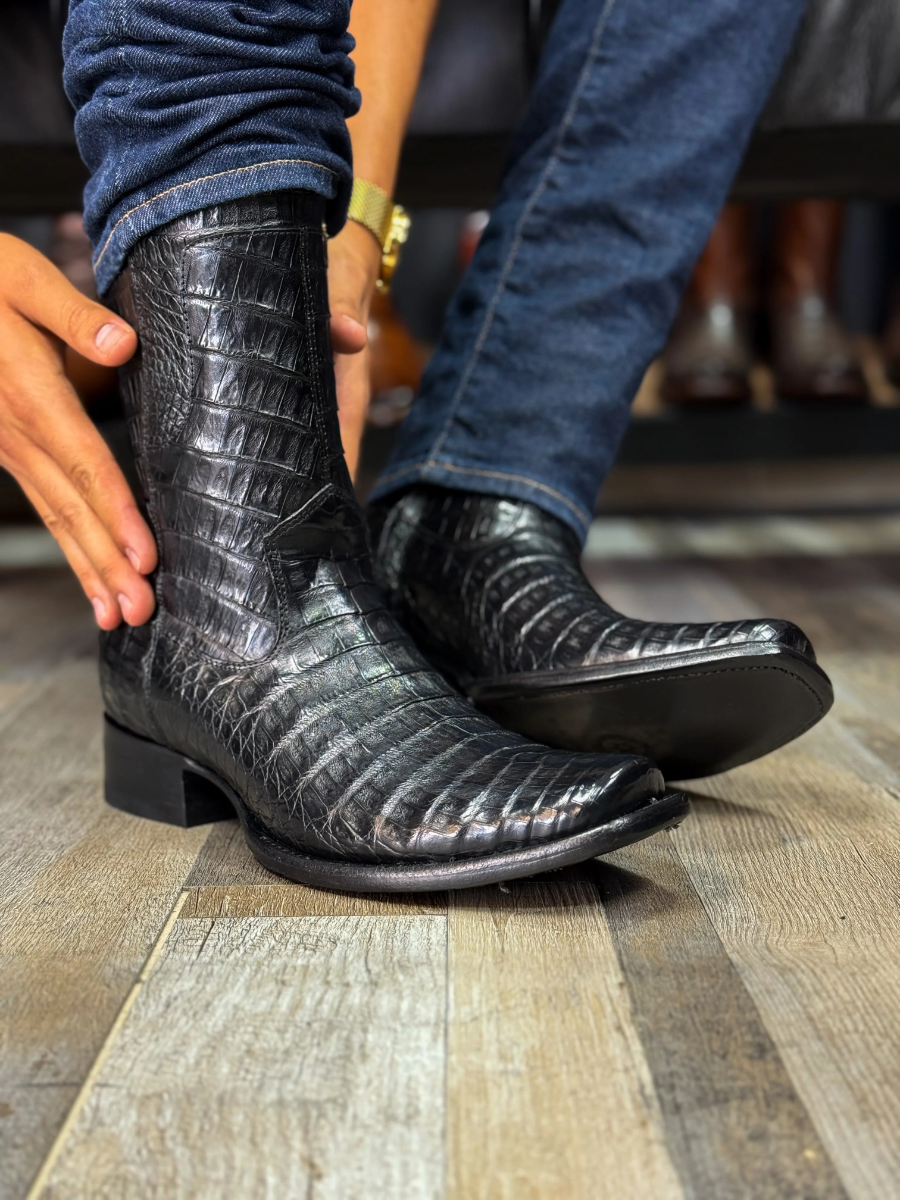 Christina Black Full Crocodile Boots Dubai