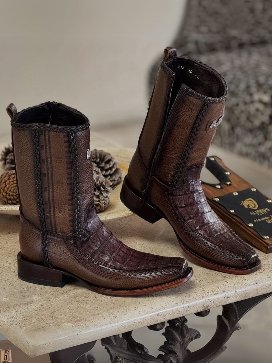 (⏰ Last Day Promotion $30 Off) Brown Crocodile Leather Cowboy Boots