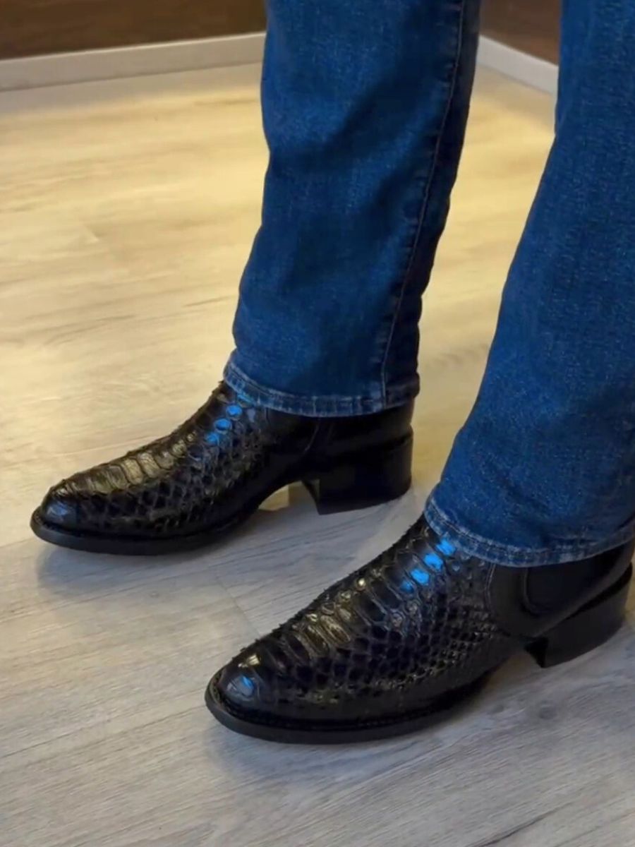 Black Python Chelsea Boots