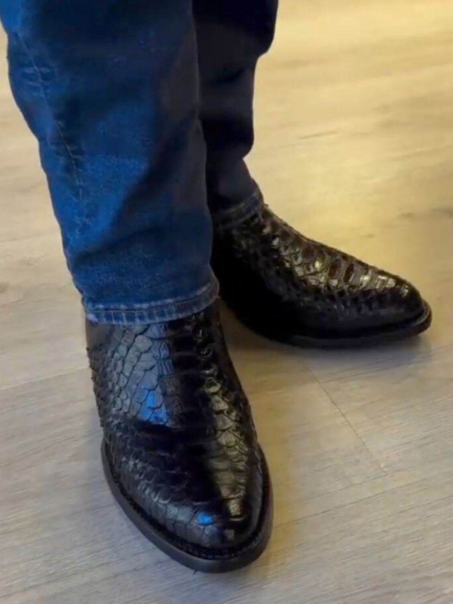 Black Python Chelsea Boots