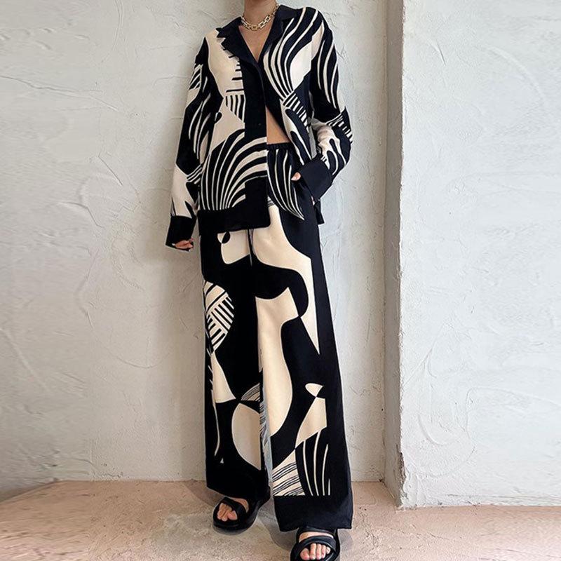 Elegant Printed Long Sleeve Suit