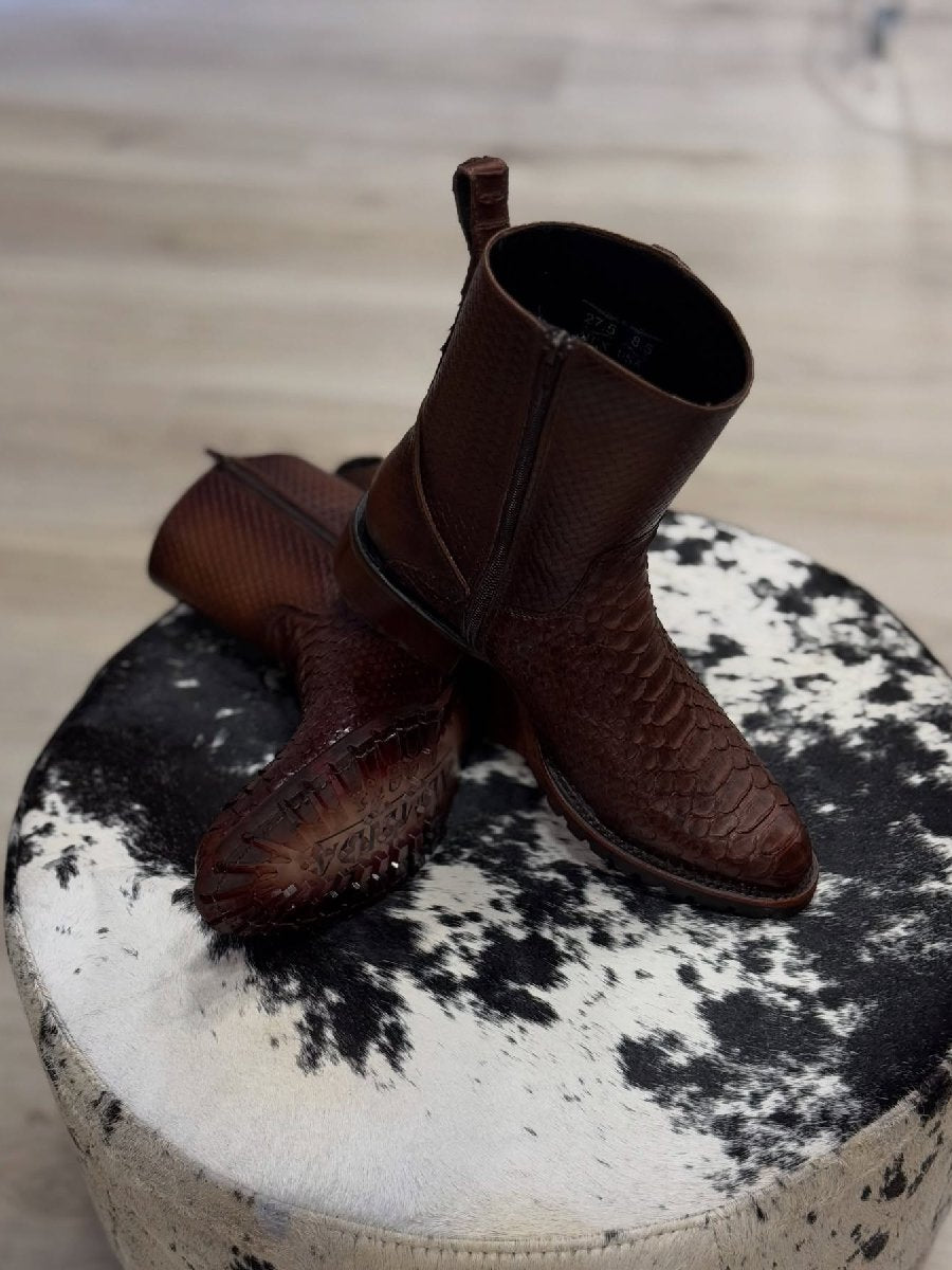 (⏰New Arrivals Promotion $15 OFF) Brown Python Leather Boots