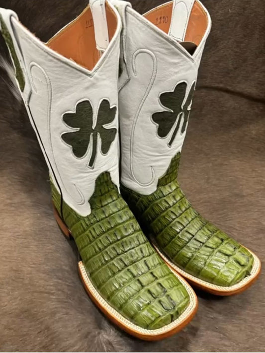 (⏰New Arrivals Promotion $20 OFF) Crocodile Olive Green Clover Boots