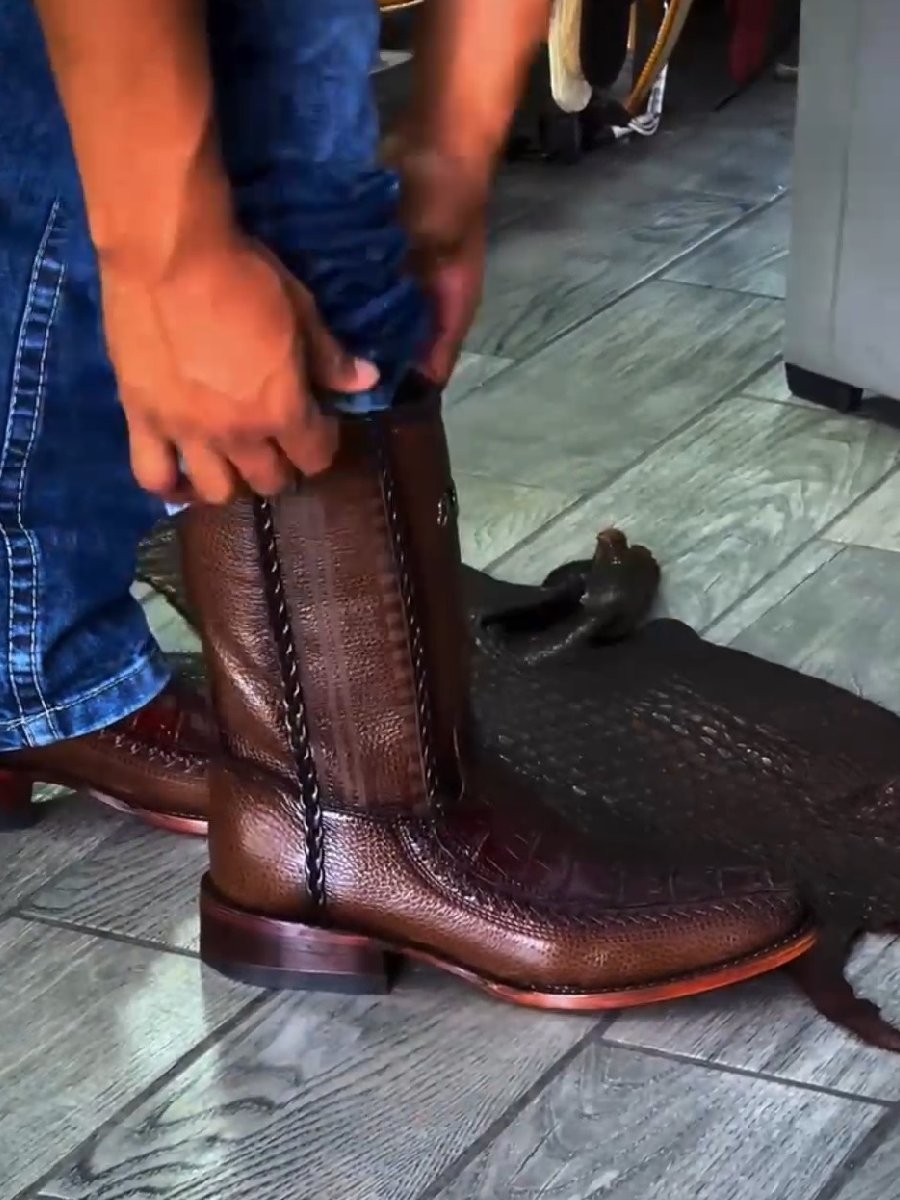 (⏰ Last Day Promotion $30 Off) Brown Crocodile Leather Cowboy Boots