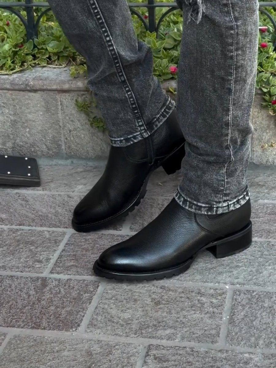 (⏰New Arrivals Promotion $20 OFF) Black Cowhide Ankle Boots